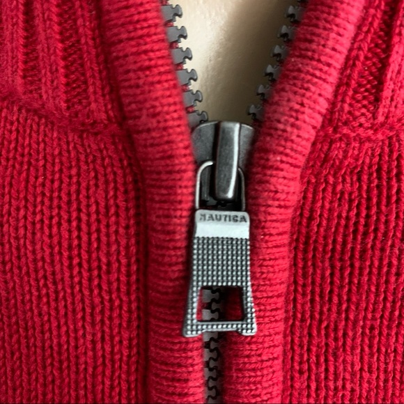 Nautica Quarter Zip Sweater Red men's size Small - Picture 7 of 9